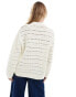 ASOS DESIGN knitted button front collar cardigan in stripe open stitch