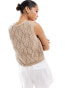 Vero Moda tie front crochet sleeveless vest in beige