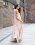 ASOS EDITION drop waist maxi dress with chiffon skirt in pale blush