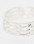 ASOS DESIGN band ring with cut out design in real silver plate