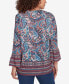 Petite Embellished Placket Paisley Print Slub Jersey Top