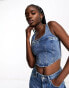 Urban Revivo denim corset top in blue