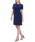 Women's Jewel-Neck Short-Sleeve Textured Shift Dress