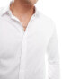 ASOS DESIGN slim fit sateen shirt in white