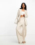 River Island collarless slim blazer 3 piece co-ord in cream