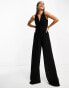 TFNC wrap front jumpsuit in black