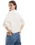 & Other Stories wool short sleeve knitted rib cardigan in off white