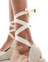 ASOS DESIGN Wide Fit Tyra closed toe wedges in natural linen