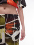 Topshop co ord abstract artsy print satin trouser in multi - MULTI