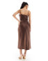 River Island cowl slip dress with beads in brown