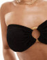 4th & Reckless palermo tortoise shell buckle bandeau crinkle bikini top in black