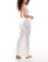 In The Style exclusive crochet knit textured fishtail maxi beach skirt co-ord in cream