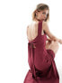 Vesper bow back thigh spilt maxi dress in burgundy