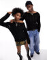 Reclaimed Vintage unisex slash neck jumper in black