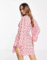 Glamorous wrap mini tea dress in pink ditsy