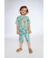 Boy Organic Cotton Printed T-Shirt Green Jungle Leaves Print - Child