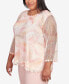 Plus Size English Garden Stained Glass Mesh Split Hem Top