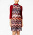 ECI Chevron Print Layered Look Shift Dress Chevron Burgundy S