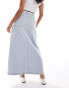 DTT Petite denim maxi skirt in blue stripe with contrast stitching