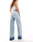 Lee Stella a line wide leg unpicked hem jeans in light wash