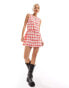 Something New X Chloe Frater pinny dress with belt in red check