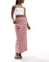 Pieces ribbed maxi skirt in stripe