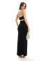 ASOS DESIGN plunge halter maxi dress with side cut outs in black