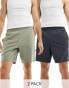 ASOS 4505 Icon 7 inch training shorts with quick dry 2 pack in charcoal and khaki