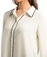 Juniors' Contrast-Piping Long-Sleeve Blouse