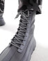 ASOS DESIGN chunky lace up sock boots in distressed grey neoprene