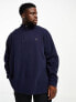 Polo Ralph Lauren Big & Tall multi icon logo half zip double knit sweatshirt in navy