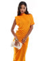 ASOS DESIGN slinky draped evening dress in orange