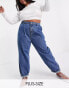 DTT Plus Grace balloon leg jeans in mid blue