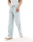 ASOS DESIGN Petite mid rise baggy boyfriend jeans in light blue