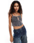 Reclaimed Vintage cami top with embroidery in grey