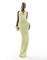 ASOS DESIGN plunge cowl maxi dress with strappy back in lime green