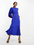 Closet London balloon sleeve midaxi dress in cobalt