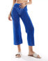 Stradivarius cropped crochet trouser in blue