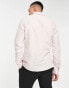 ASOS DESIGN wedding smart linen regular fit shirt with penny collar in pink