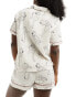 Chelsea Peers cheese cloth short sleeve revere and short pyjama set in flamingo print