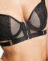 Bluebella Malina non padded mesh plunge bra with zip front detail in black