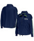 Women's College Navy Seattle Seahawks Logo Stripe Half-Zip Top