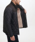 Men's Mixed Media Diamond Quilt with Faux Sherpa Lining Coat