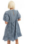 Monki short sleeve smock mini dress in blue check