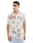 ASOS DESIGN oversized polo in postcard print