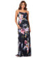 Women's Floral-Print Sleeveless Drape-Neck Gown