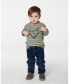 Big Boys Super Soft Striped T-Shirt With Print Green And Beige