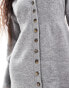 Vero Moda Petite buttondown knitted mini dress in light grey melange