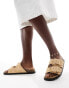 Stradivarius flatform double buckle sandal in beige