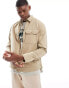 Polo Ralph Lauren zip front garment dyed oxford shirt jacket in tan